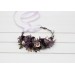 Purple, Lilac, Gold & Beige Flower Crown – Elegant Faux Wedding Hair Wreath