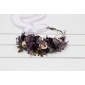 Purple, Lilac, Gold & Beige Flower Crown – Elegant Faux Wedding Hair Wreath