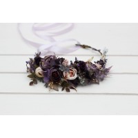 Purple lilac gold beige flower crown. Wedding flowers. 5147