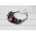 Purple, Lilac, Gold & Beige Flower Crown – Elegant Faux Wedding Hair Wreath