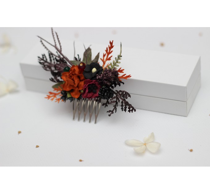 Burgundy, Rust, Purple & Black Flower Combs – Moody Bridal Hair Accessories