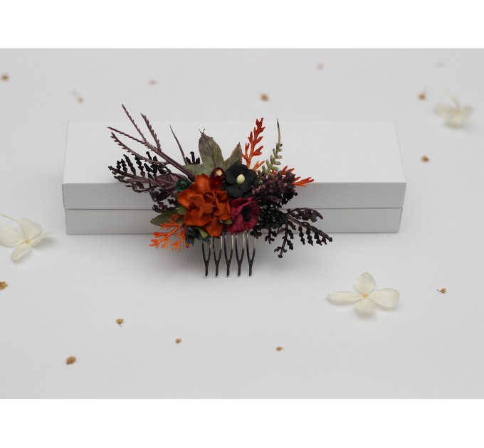 Burgundy, Rust, Purple & Black Flower Combs – Moody Bridal Hair Accessories