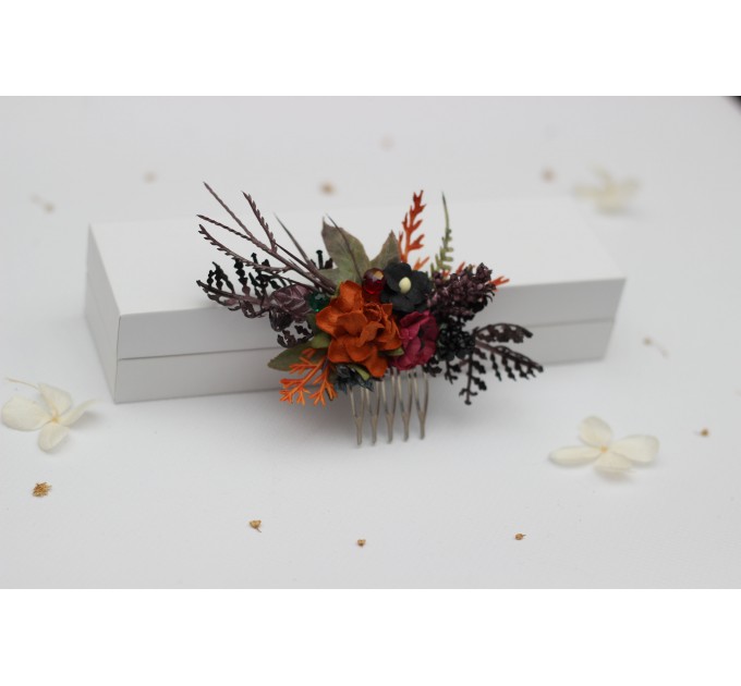 Burgundy, Rust, Purple & Black Flower Combs – Moody Bridal Hair Accessories
