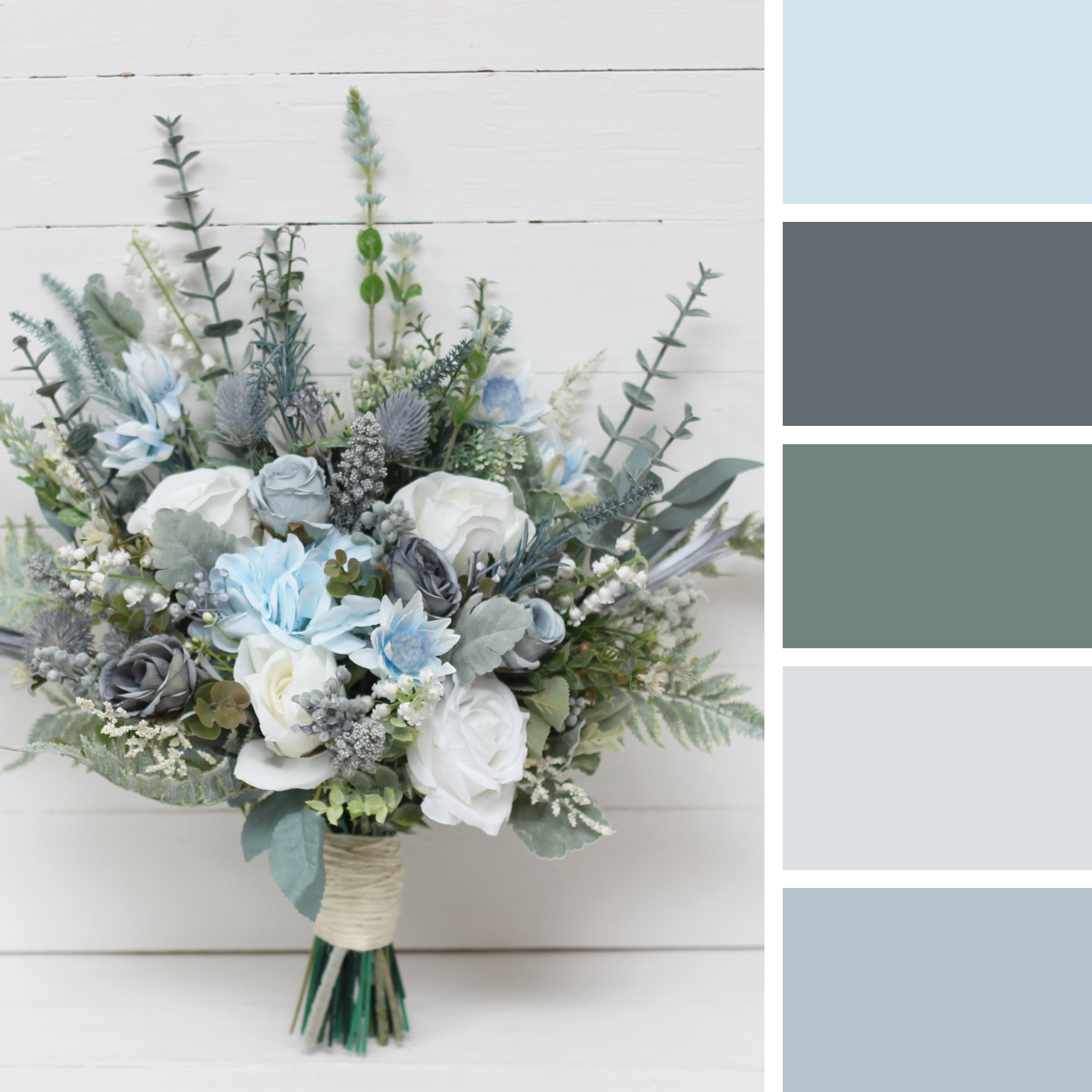 Dusty blue faux bridal bouquet