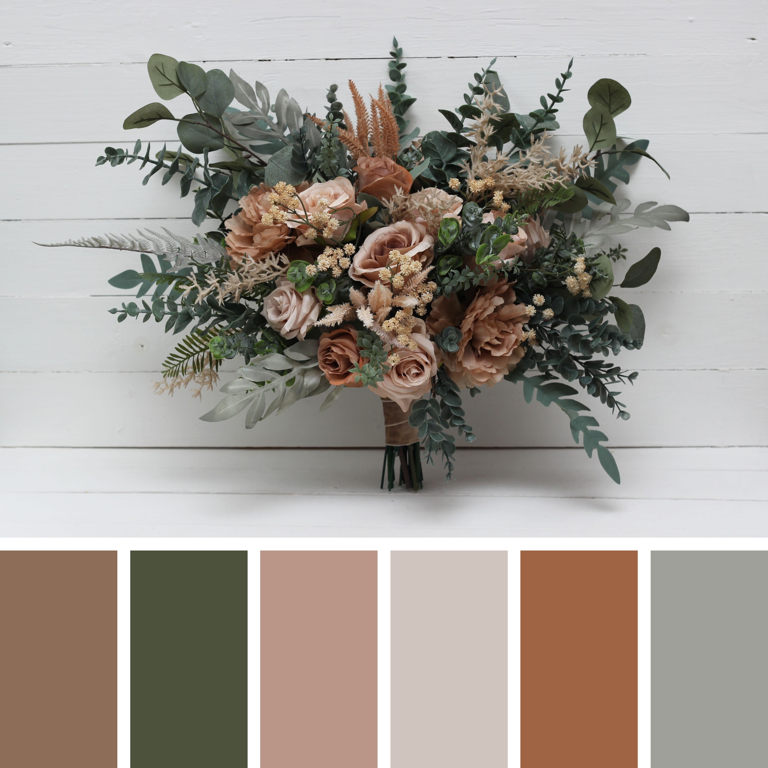 Beige wedding bouquet with soft neutral florals