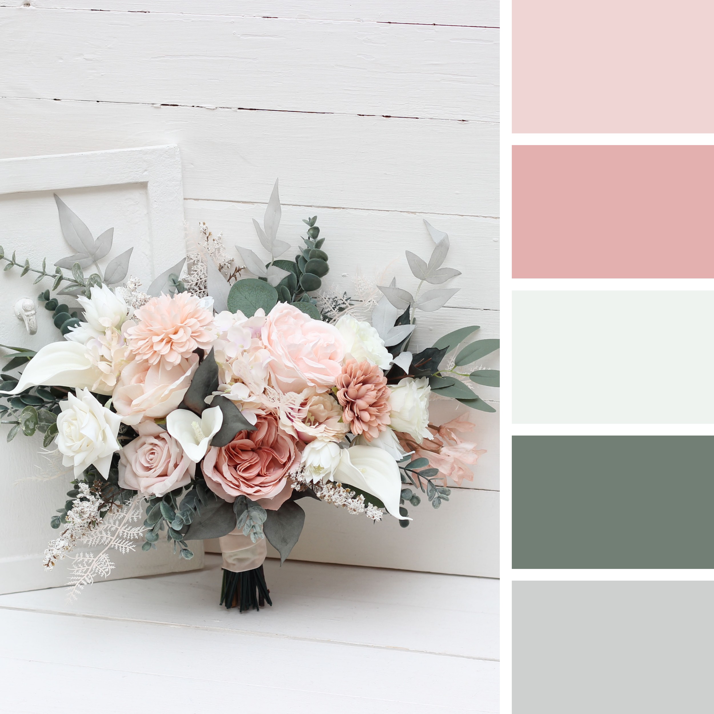 Blush pink rose bridal bouquet