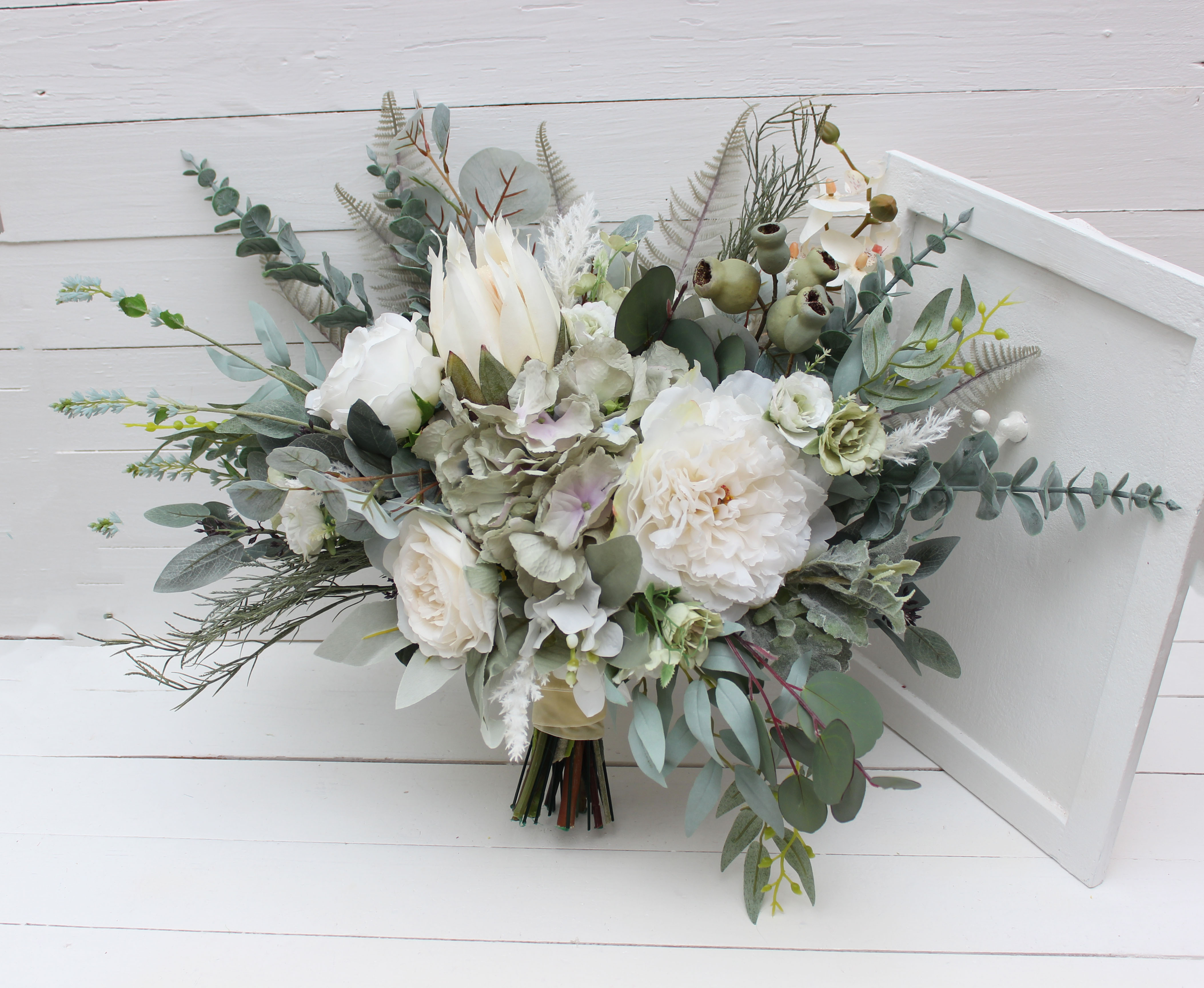 Sage green ivory bridal bouquet