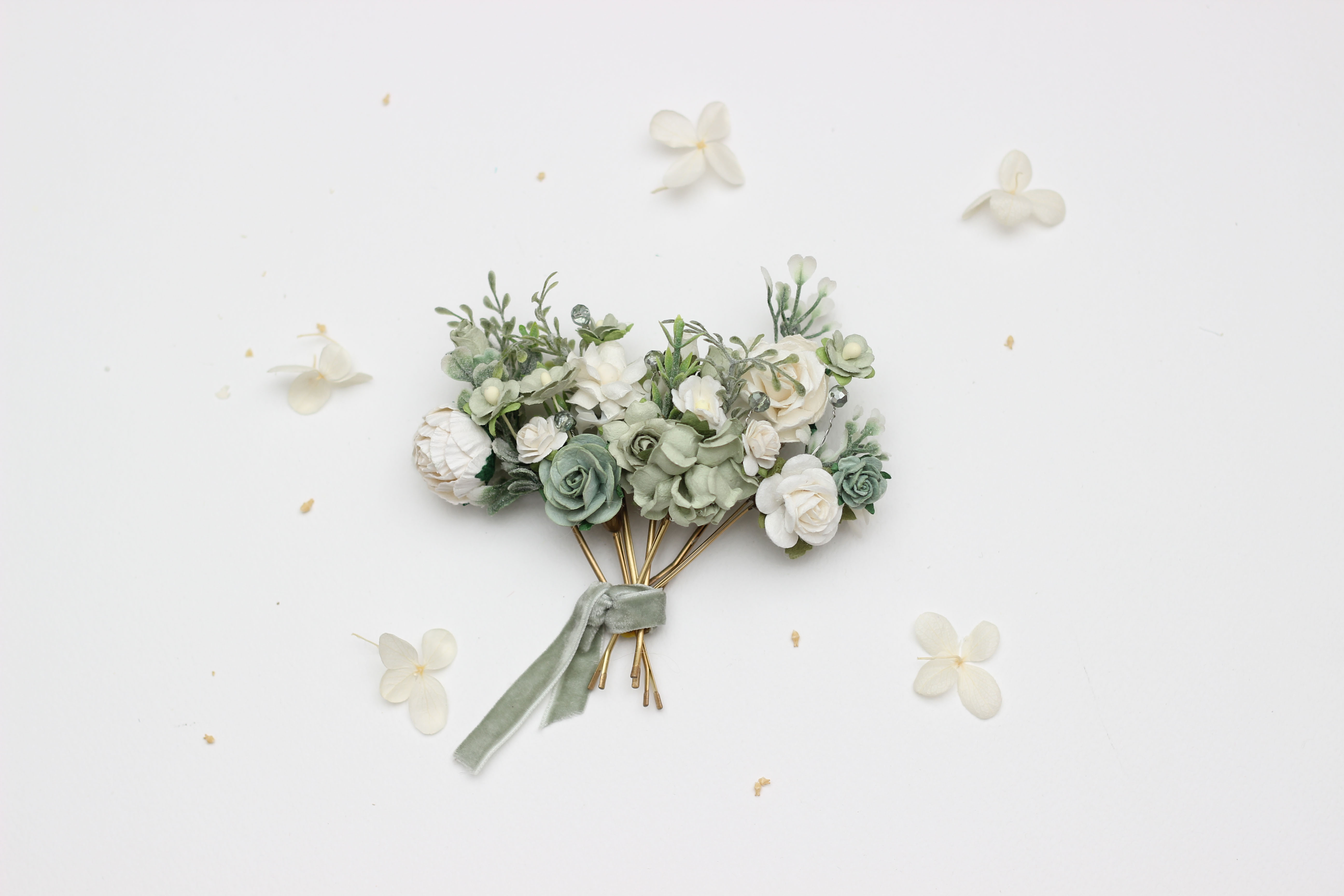 Sage green ivory wedding arch or floral installation