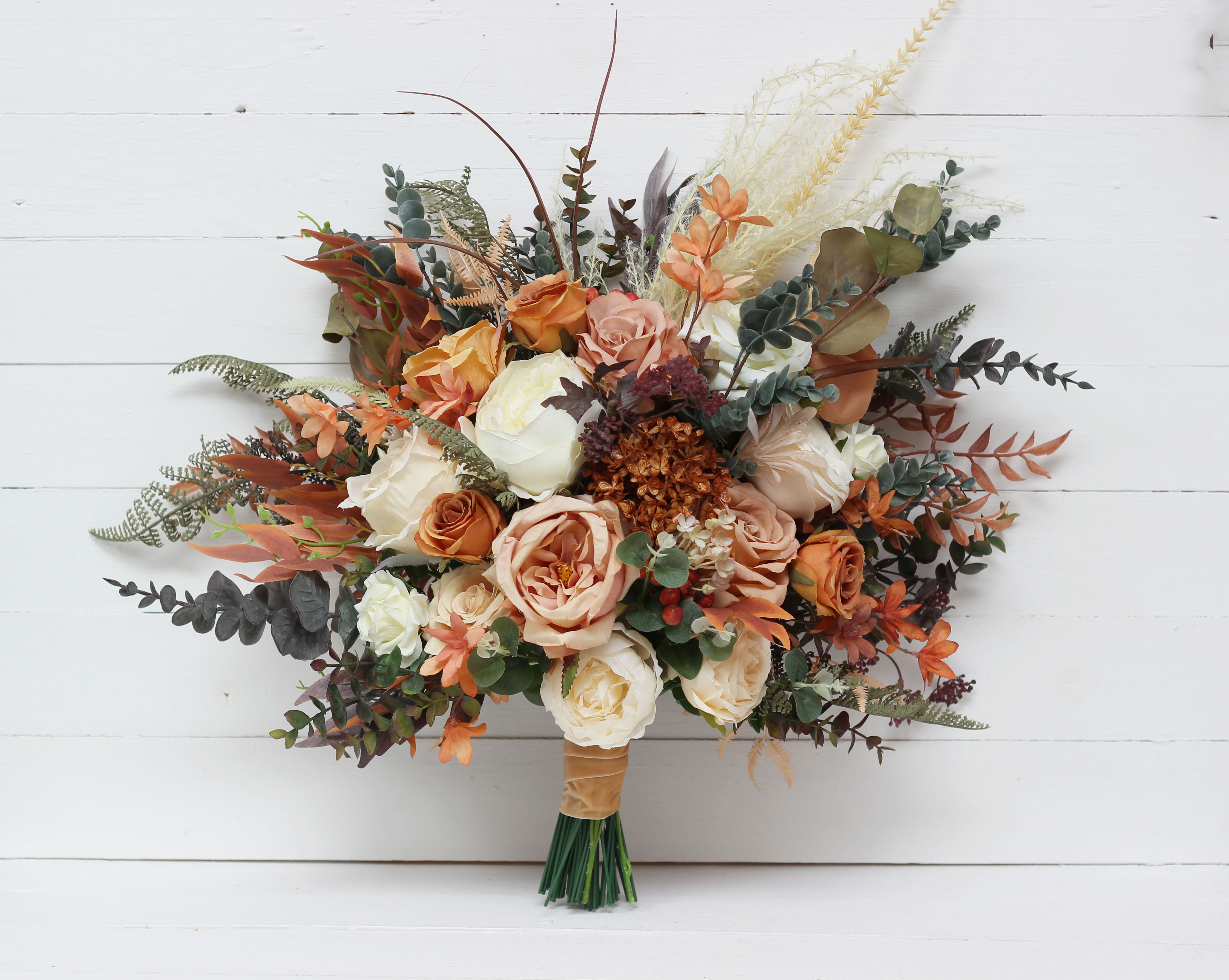 Terracotta ivory rust bridal bouquet