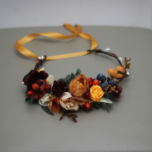 Rust burgundy  ivory flower crown. Hair wreath. Flower girl crown. Wedding flowers. 0007