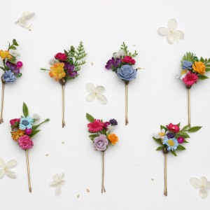 Set of 7 сolorful bright hairpins. Flower bobby pins. Bridal hair accessories. Bridesmaid bobby pins. Bridesmaid gift. Wildflowers. 5389