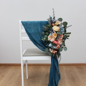 Aisle flowers in magenta peach coral dusty blue  scheme. Chair flowers. Sign flowers. Wedding flowers. Flowers for wedding decor. 5286