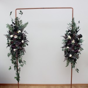  Flower arch arrangement in deep purple black ivory green  colors.  Arbor flowers. Floral archway. Faux flowers for wedding arch. 5289
