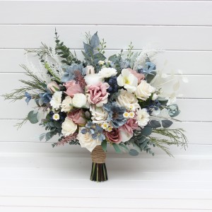 Bouquets in dusty mauve dusty blue ivory color theme. Bridal bouquet. Faux bouquet. Bridesmaid bouquet. 5303 Bouquets in dusty mauve dusty blue ivory color theme. Bridal bouquet. Faux bouquet. Bridesmaid bouquet. 5303