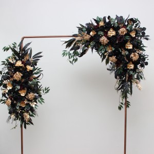  Flower arch arrangement in black burgundy gold green colors.  Arbor flowers. Floral archway. Faux flowers for wedding arch. 5305