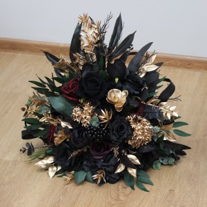 Standing flowers in burgundy black gold green color scheme. Aisle flowers. Wedding decorations. Floor flowers. 5305