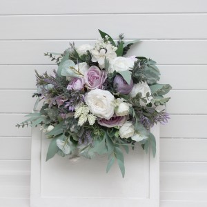 Bouquets in white lilac purple sage green color theme. Bridal bouquet. Faux bouquet. Bridesmaid bouquet. 5315