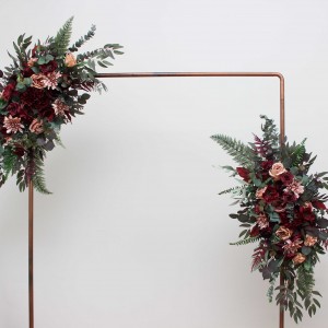  Flower arch arrangement in burgundy dusty rose colors.  Arbor flowers. Floral archway. Faux flowers for wedding arch. 5293