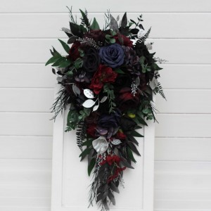 Bouquets in purple black navy blue burgundy silver green color scheme. Bridal bouquet. Faux bouquet. Bridesmaid bouquet. 5320 Bouquets in purple black navy blue burgundy silver green color scheme. Bridal bouquet. Faux bouquet. Bridesmaid bouquet. 5320