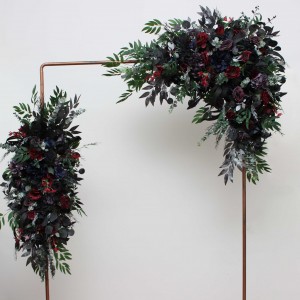  Flower arch arrangement in purple black navy blue burgundy silver green colors.  Arbor flowers. Floral archway. Faux flowers for wedding arch. Gothic wedding.  5320
