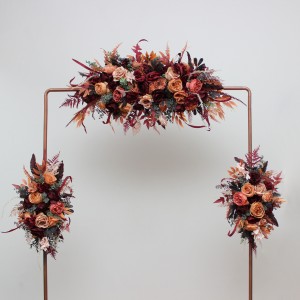 Flower arch arrangements in burgundy terracottacolors.  Arbor flowers. Floral archway. Faux flowers for wedding arch. 5121