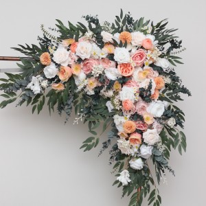  Flower arch arrangement in blush pink white peach yellow flowers colors.  Arbor flowers. Floral archway. Faux flowers for wedding arch. 5301