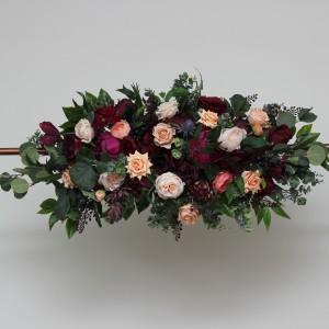  Flower arch arrangement in  purple peach burgundy magenta colors.  Arbor flowers. Floral archway. Faux flowers for wedding arch. 5316