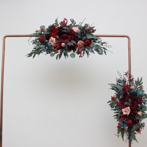  Flower arch arrangement in burgundy red beige teal blue colors.  Arbor flowers. Floral archway. Faux flowers for wedding arch. 5327