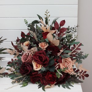 Standing flowers in red burgundy dusty rose peach color scheme. Aisle flowers. Wedding decorations. Floor flowers. 0501