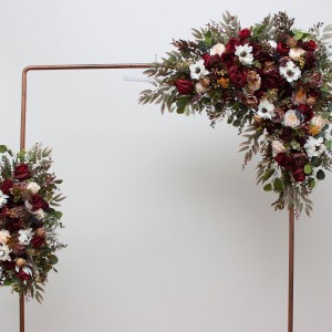  Flower arch arrangement in burgundy ivory white colors.  Arbor flowers. Floral archway. Faux flowers for wedding arch. 5310