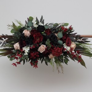  Flower arch arrangement in burgundy black green beige ivory colors.  Arbor flowers. Floral archway. Faux flowers for wedding arch. 5279