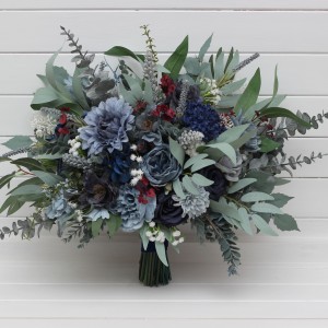 Bouquets in navy blue dusty blue burgundy sage greencolor theme. Bridal bouquet. Faux bouquet. Bridesmaid bouquet. 5332