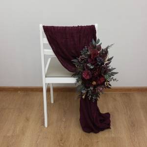 Aisle flowers in purple burgundy gold color  scheme. Chair flowers. Sign flowers. Marker flowers. Wedding flowers. Flowers for wedding decor. 5223
