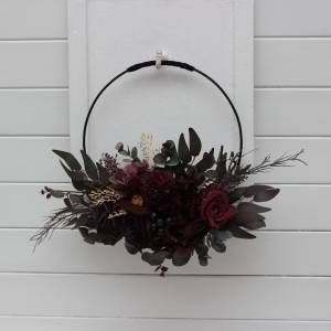 Flower hoop in purple gold burgundy colors. Alternative bridesmaid bouquet. 5223 Flower hoop in purple gold burgundy colors. Alternative bridesmaid bouquet. 5223