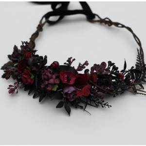 Purple burgundy black flower crown. Hair wreath for gothic wedding. Flower girl crown. Wedding flowers. 5432 Purple burgundy black flower crown. Hair wreath for gothic wedding. Flower girl crown. Wedding flowers. 5432