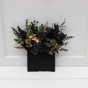 Pocket boutonniere in black gold green color scheme. Flower accessories. Pocket flowers. Square flowers. 5333