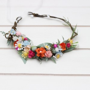 Colorful  flower crown. Daisy hair wreath. Wildflower flower girl crown. Wedding flowers. 5306