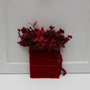 Red burgundy pocket boutonniere. 5442