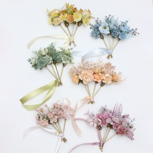  Set of single-color hair pins. Dusty blue, sage green, pale peach, yellow,blush pink and mauve hair pins. Flower hair pins. Hair accessories. Flower accessories for wedding.  Bridesmaid gift.  5360-p