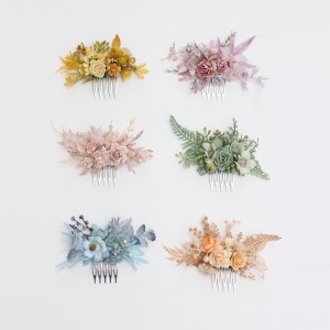Set of single-color hair combs. Dusty blue, sage green, pale peach, yellow,blush pink and mauve flower clips. Floral hair combs. Hair accessories. Flower accessories for wedding. Bridesmaid gift. 5360-c