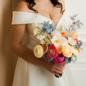 Colorful bridal bouquet. Orange peach dusty blue ivory pink bouquet. Summer wedding. Wildflowers bouquet. Faux flowers.5367 Colorful bridal bouquet. Orange peach dusty blue ivory pink bouquet. Summer wedding. Wildflowers bouquet. Faux flowers.5367