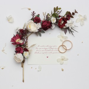 Set of 5 bobby pins. Burgundy ivory white hair accessories. Bridal flowers. Flower hair pins. Floral bobby pins. Hairpiece Bridesmaid gift  0040