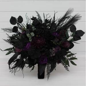 Bouquets in black green purple colors for alternative wedding. 5447 Bouquets in black green purple colors for alternative wedding. 5447