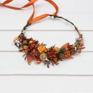 Terracotta rust orange flower crown. Hair wreath. 5331