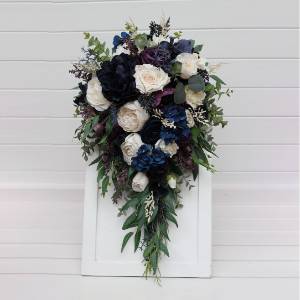 Plum ivory navy blue cascading wedding bouquets. 5450 Plum ivory navy blue cascading wedding bouquets. 5450