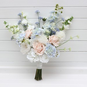 Dusty blue white blush pink bridal bouquet. Faux flowers. Wedding bouquet. 5393 Dusty blue white blush pink bridal bouquet. Faux flowers. Wedding bouquet. 5393