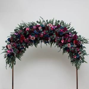 Rich jewel-tone wedding arch flowers in emerald green, purple, magenta, teal, and navy blue. Archway wedding florals.  5055 Rich jewel-tone wedding arch flowers in emerald green, purple, magenta, teal, and navy blue. Archway wedding florals.  5055