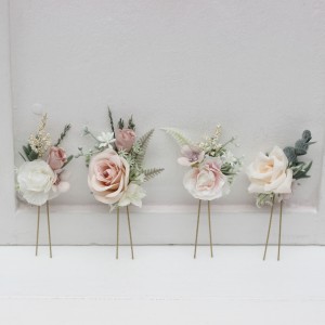  Set of 4 hair pins in beige white blush pink color scheme. Hair accessories. Flower accessories for wedding.  0028