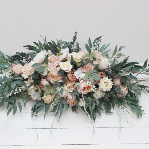  Flower arch arrangement in beige white blush pink colors.  Arbor flowers. Floral archway. Faux flowers for wedding arch. 0028-1