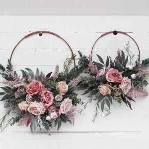 Flower hoop mauve blush pink colors. Alternative bridesmaid bouquet. 0503